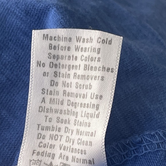 Fresh Produce Blue Cotton Shift Dress XXL 3/4 Sleeve Made USA Pockets - Picture 5 of 6